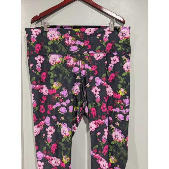 Old Navy Active Black Floral Leggings Powersoft High Rise Go-Dry Size XXL - Picture 5 of 14